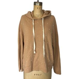 5/$25 Zara Tan Pearl Detail Hoodie Size L